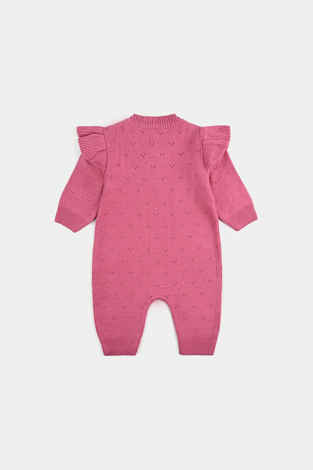 Infant Girls Acrylic Romper-Frill-Rose.Pink