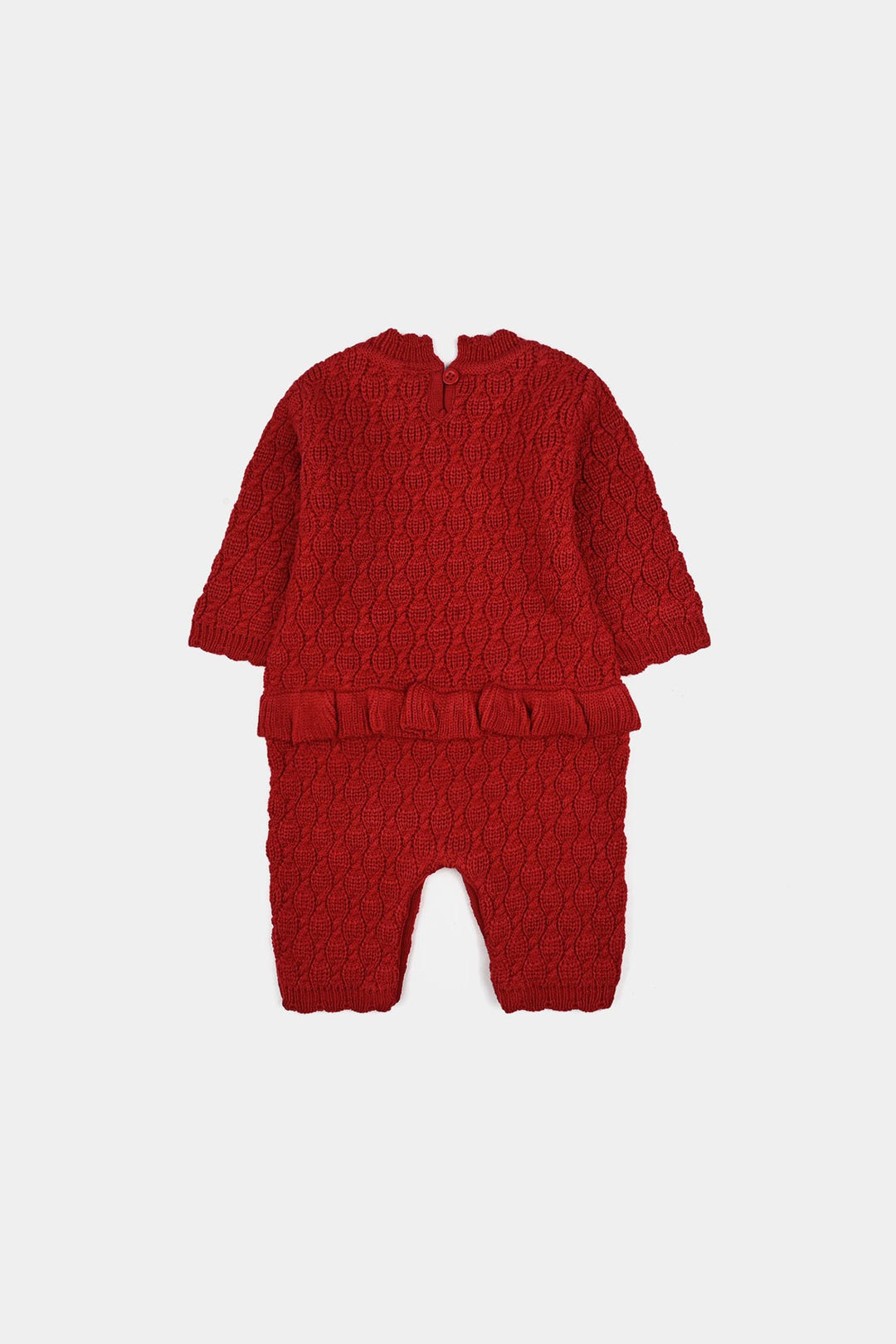 Infant Girls Acrylic Romper-Brick-Red