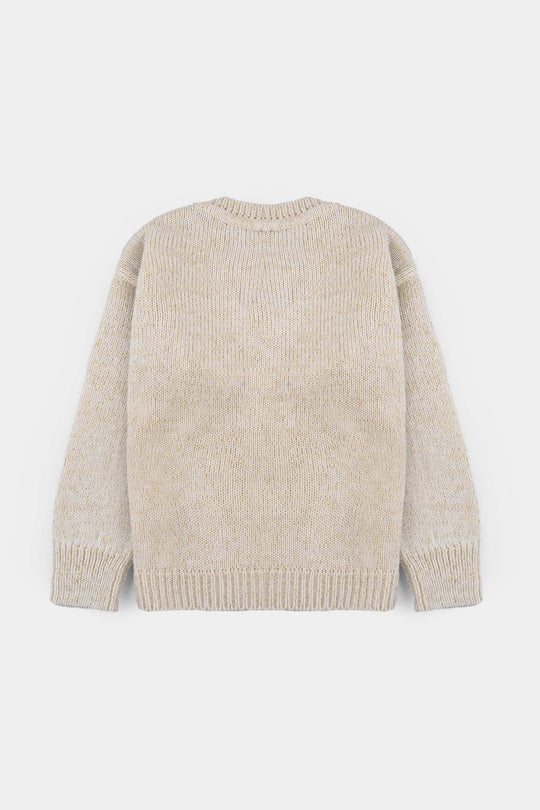 Girls Acrylic-Feather Lurex Sweater-Daisy-OFF-White