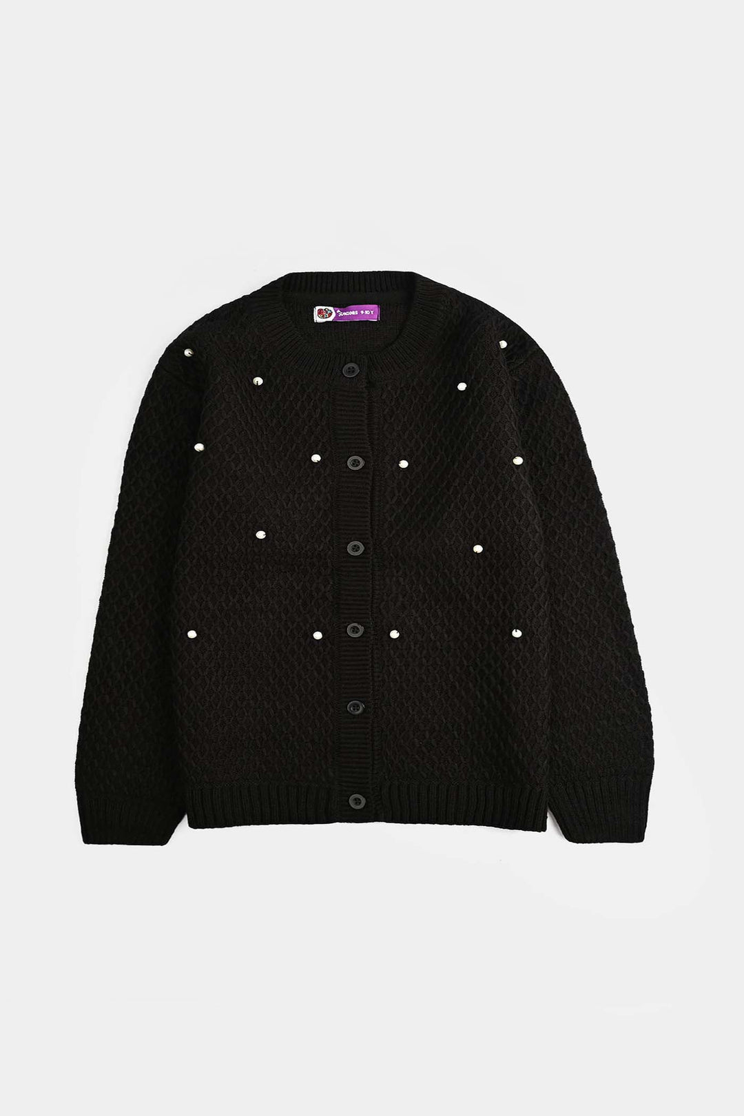 Girls Acrylic Sweater-Diamonds-BLACK