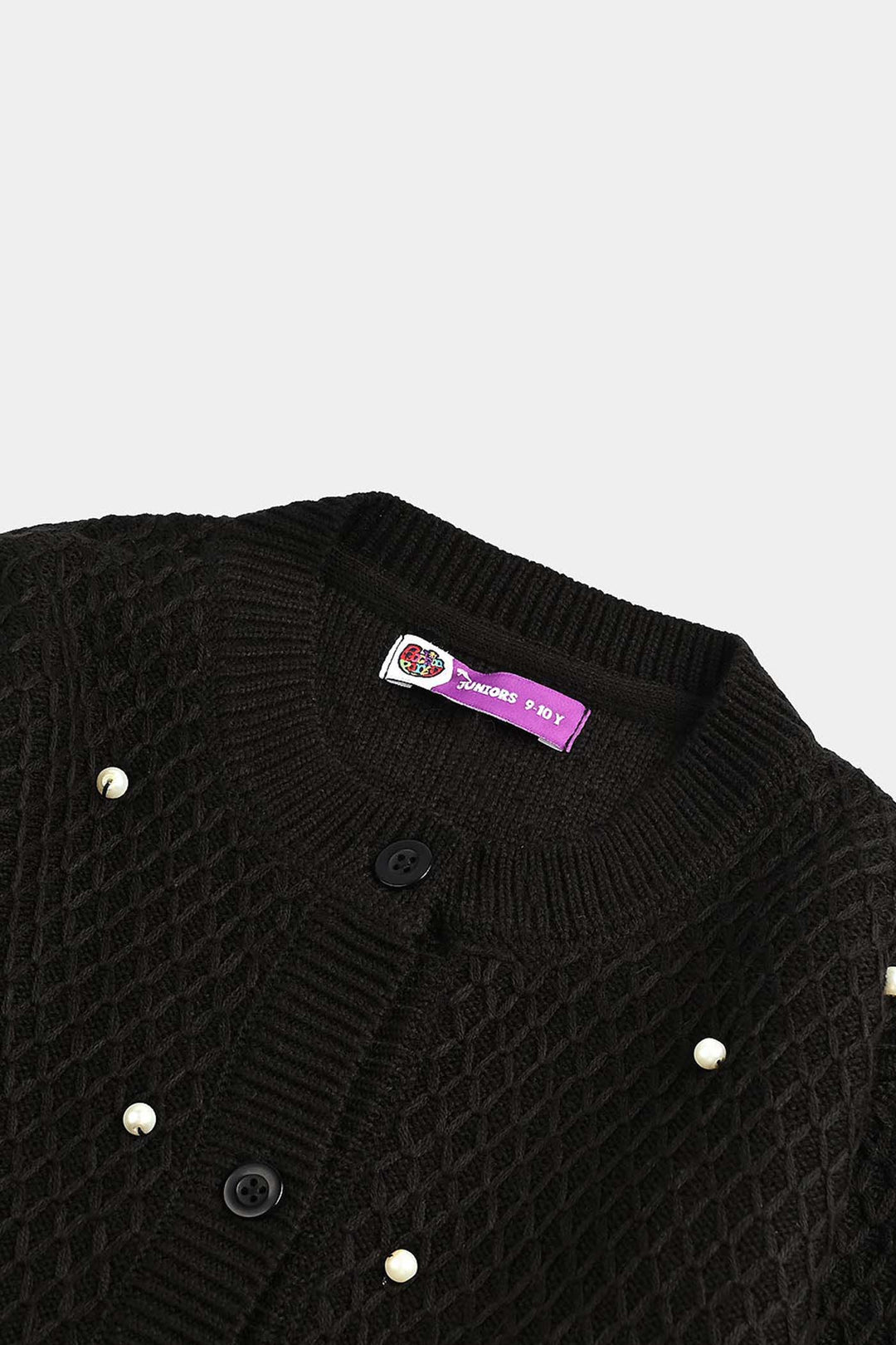 Girls Acrylic Sweater-Diamonds-BLACK