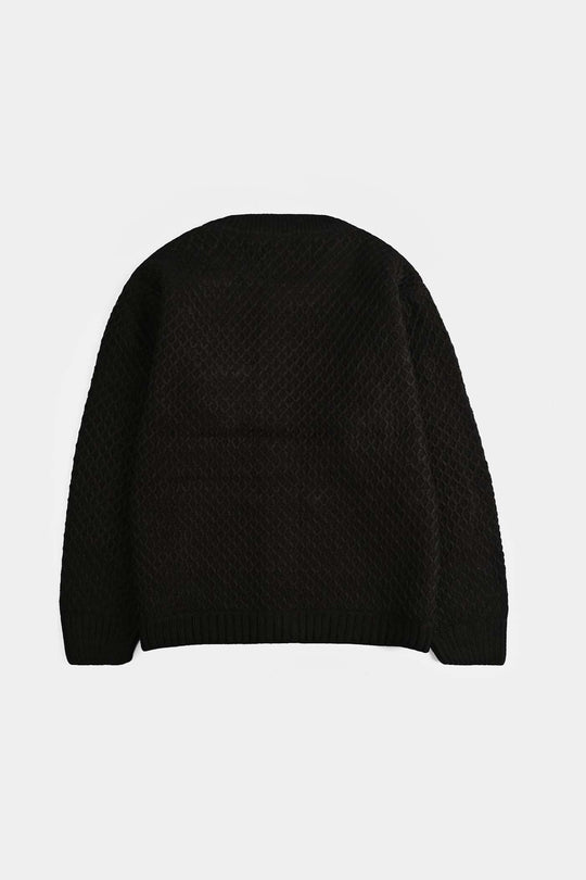 Girls Acrylic Sweater-Diamonds-BLACK