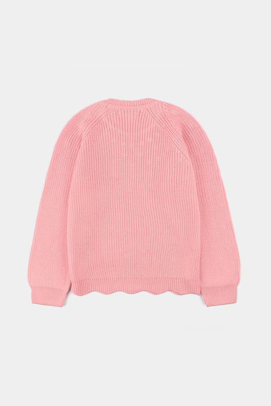 Girls Acrylic Sweater-Pearls-L.Pink