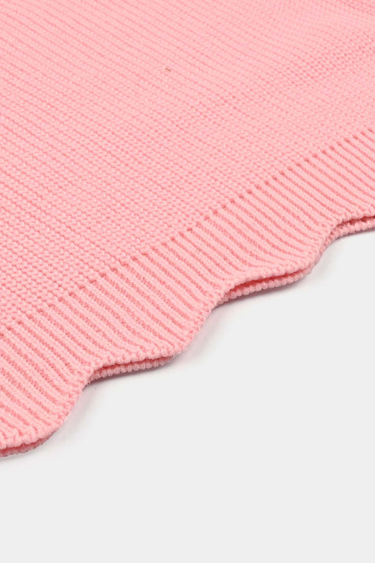 Girls Acrylic Sweater-Pearls-L.Pink