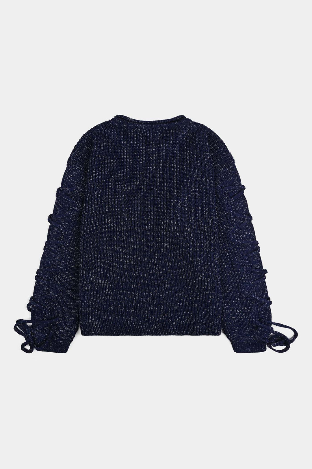 Girls Acrylic-Feather Lurex Sweater-NAVY