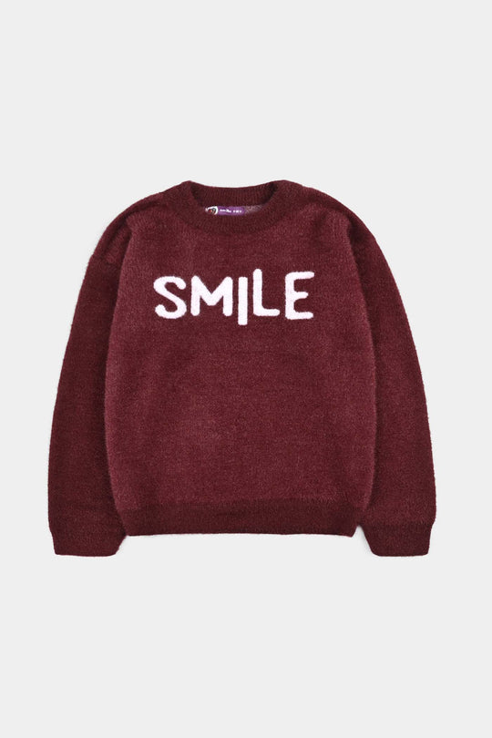 Girls VPN-Acrylic Sweater-Smile-MAROON