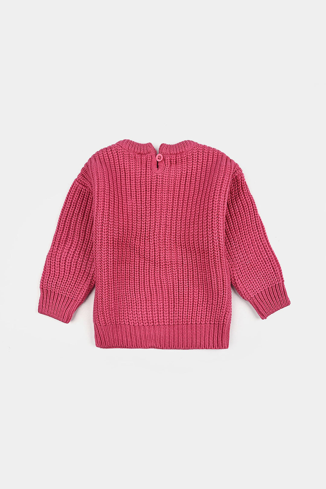 Infant Girls Acrylic Sweater-Love EMB-H.Pink