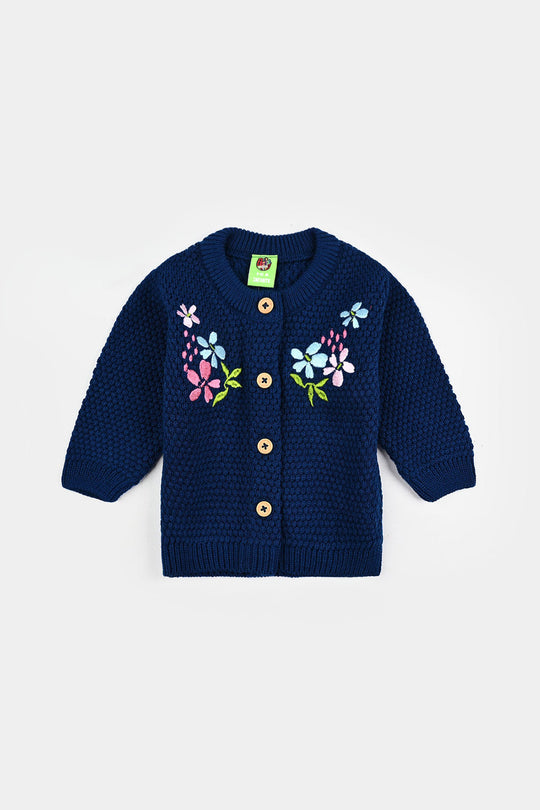 Infant Girls Acrylic Sweater-Lilly - R.Blue