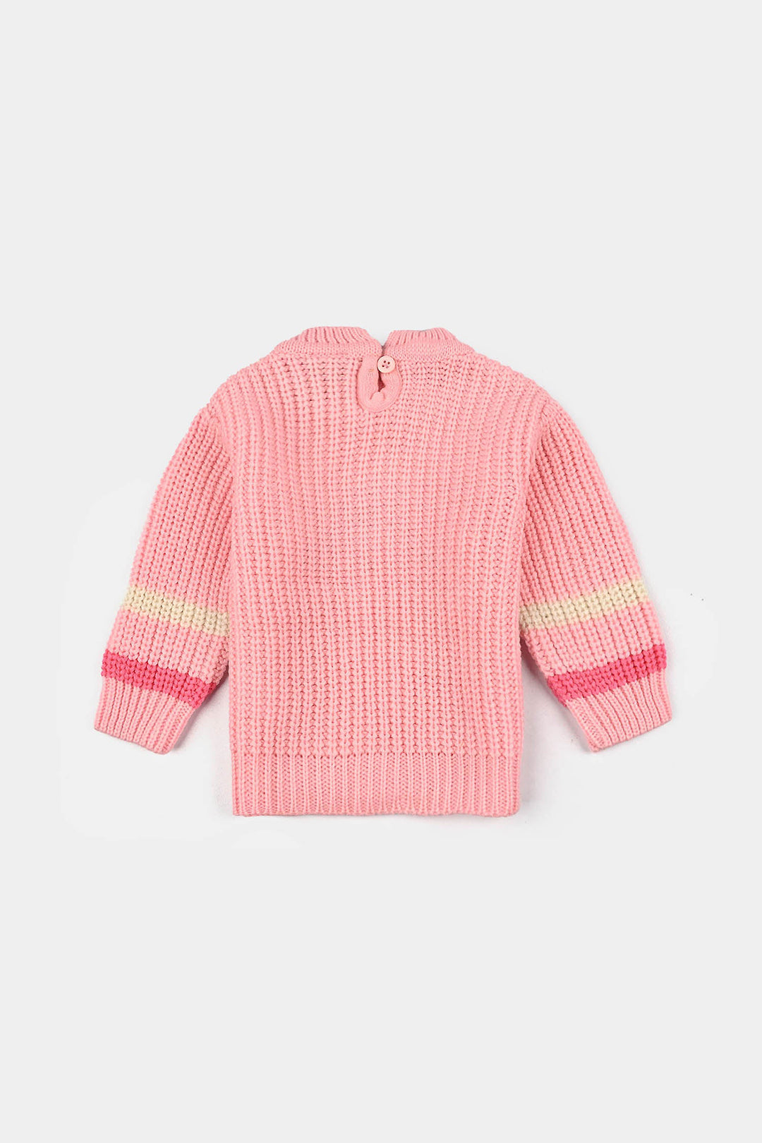 Infant Girls Acrylic Sweater-Cute Face - Pink