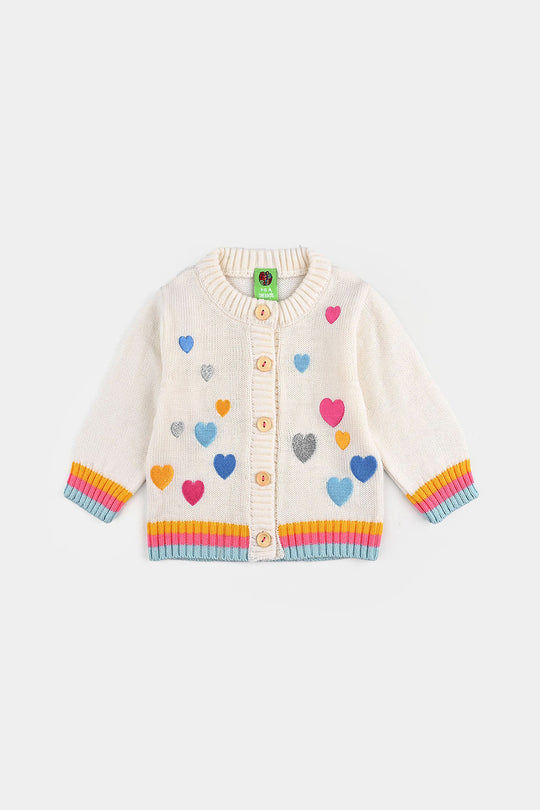 Infant Girls Acrylic Sweater-Multi hearts