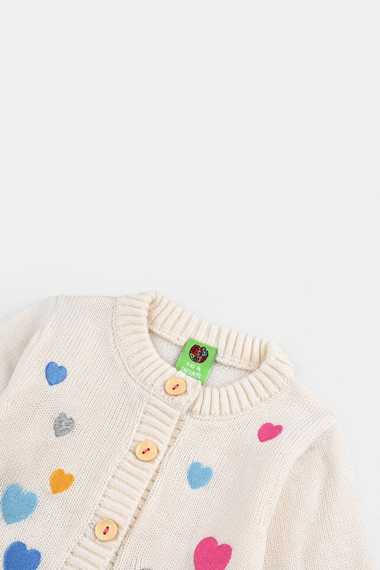 Infant Girls Acrylic Sweater-Multi hearts