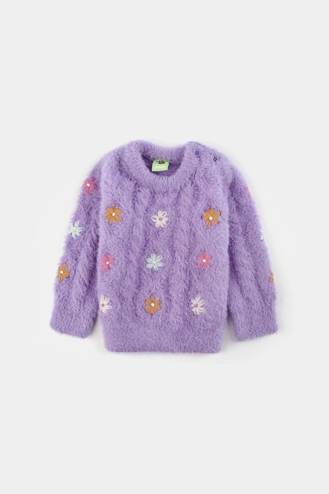 Infant Girls Feather yarn Sweater Flower Fusion-Purple