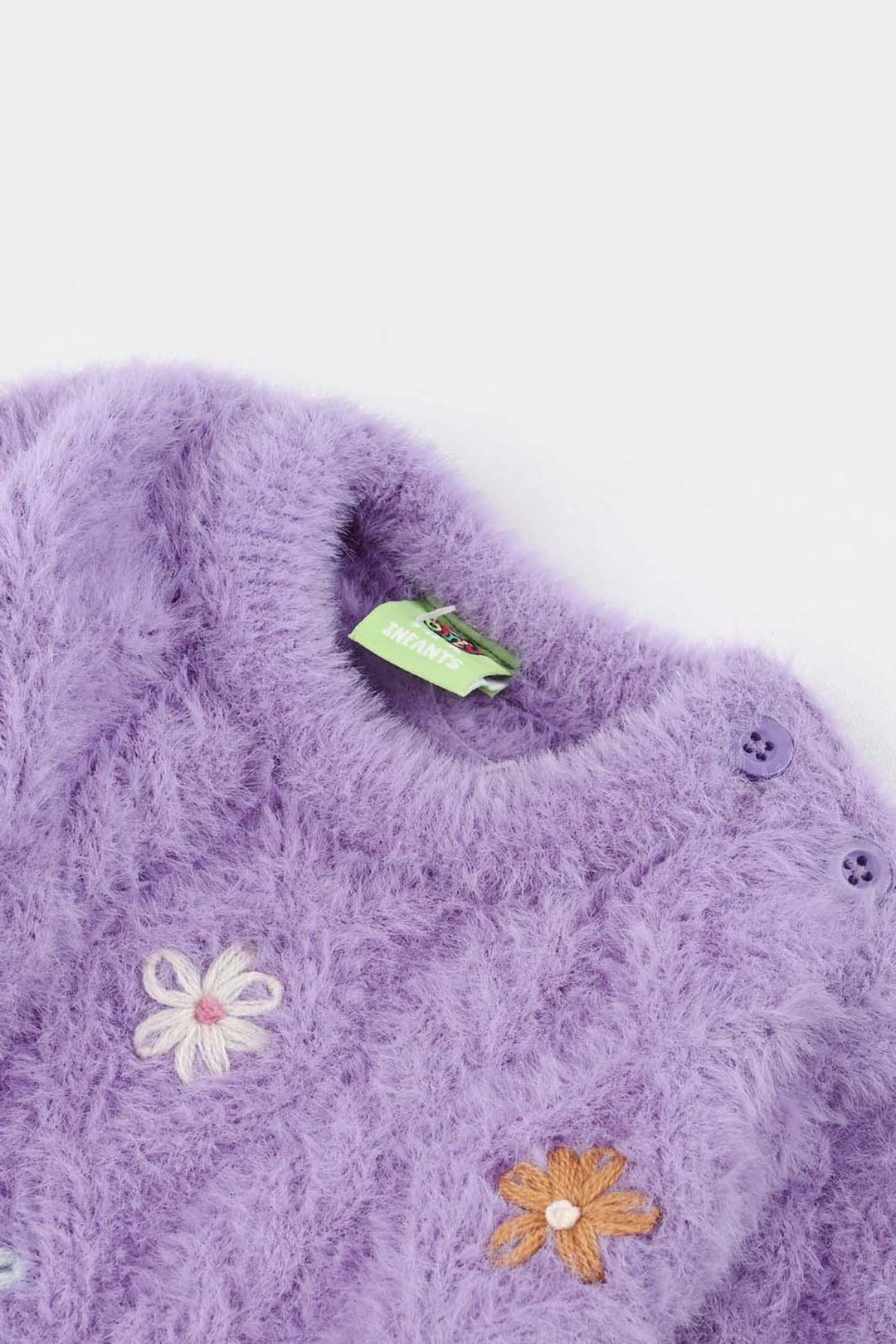 Infant Girls Feather yarn Sweater Flower Fusion-Purple