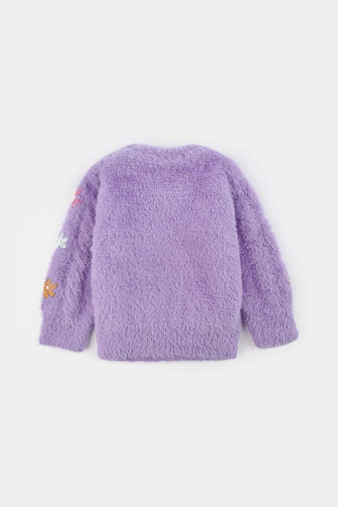 Infant Girls Feather yarn Sweater Flower Fusion-Purple