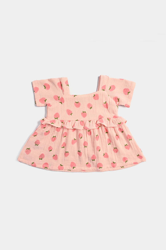 Infant Girls Cotton Co-Ord Set Strawberry-Pink