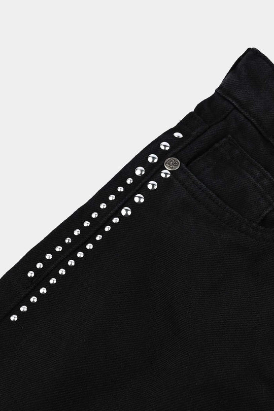 Girls Denim Rigid Pants - Black