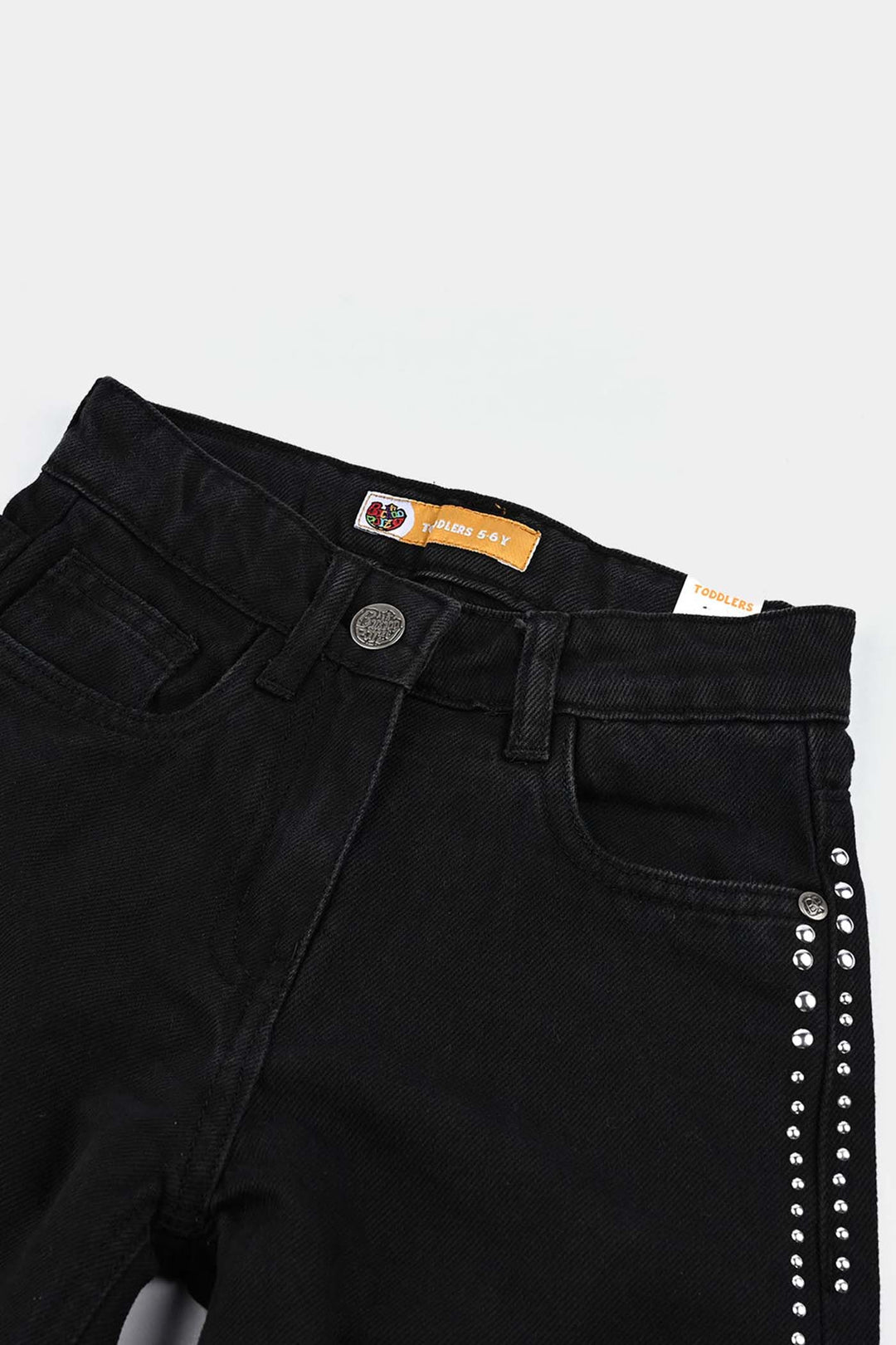 Girls Denim Rigid Pants - Black