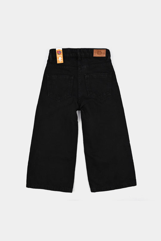 Girls Denim Rigid Pants - Black