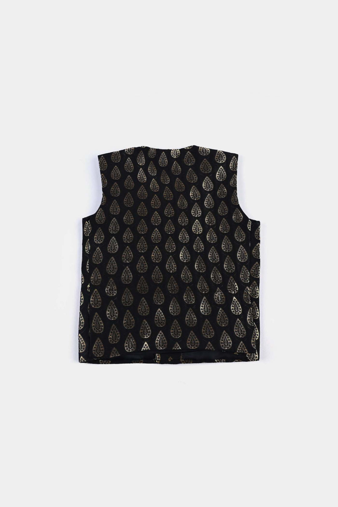 Infant Poly Viscose Waist coat (Golden Motif)-BLACK