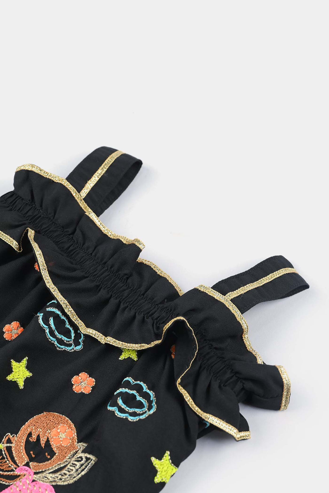 Infant Girls poly cambric Emb 2 Pcs Little Fairy-BLACK