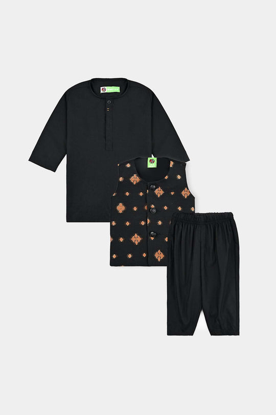 Infant Boys Poly Viscose 3 Piece Suit (Blended)-BLACK