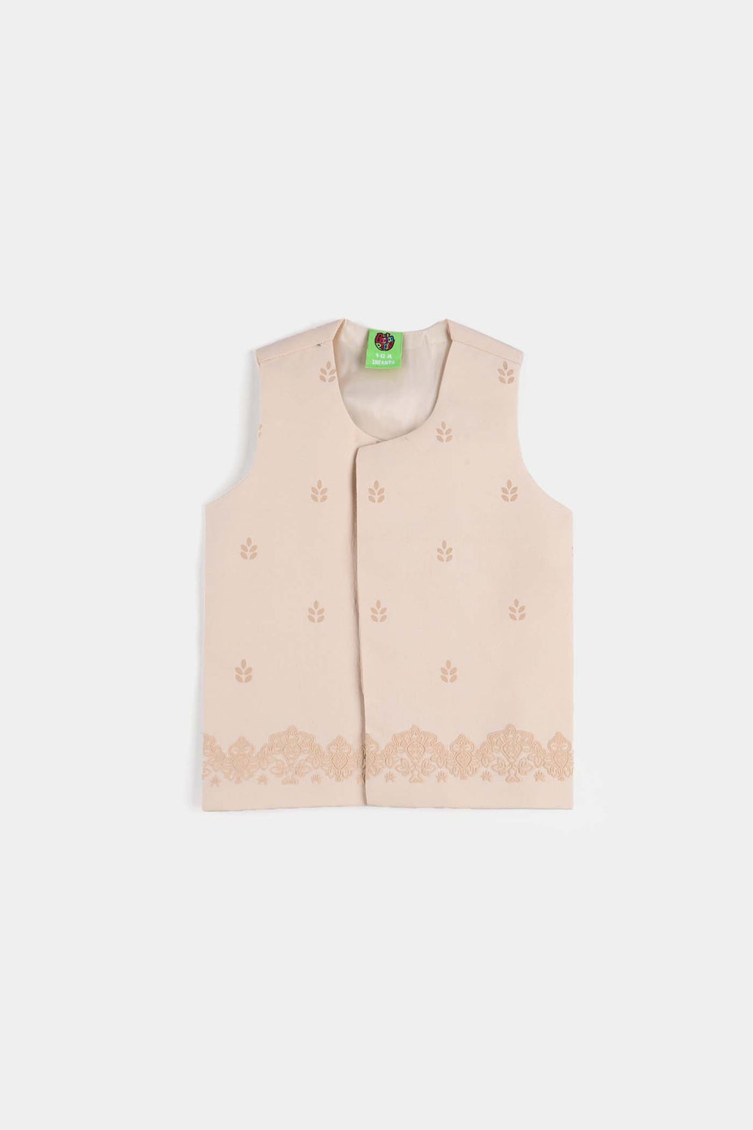 Infant Boys Cotton Poplin 3 Piece Suit (Puff Print)-BEIGE