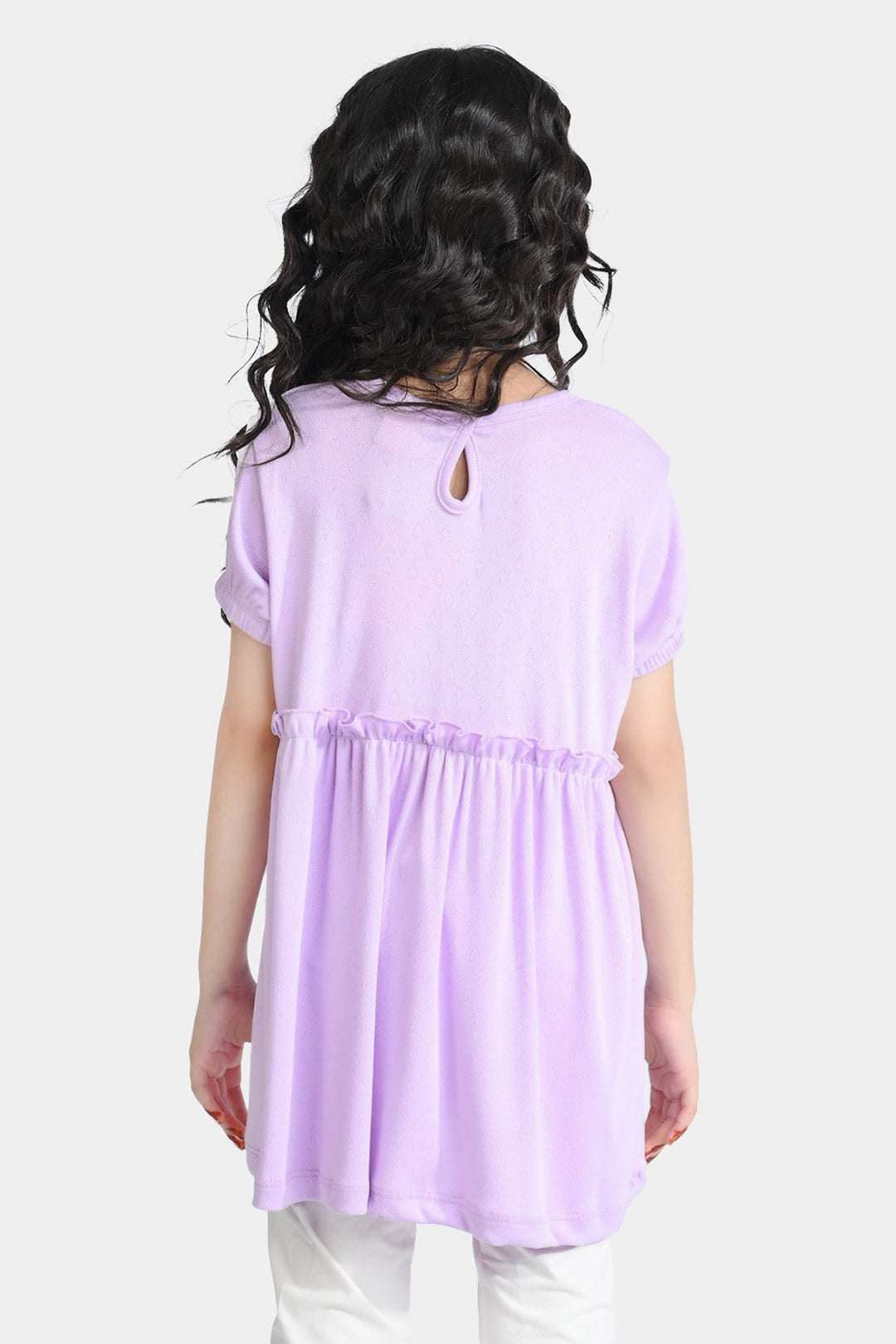 Girls Jacquard Jersey Frock Hearts-Purple