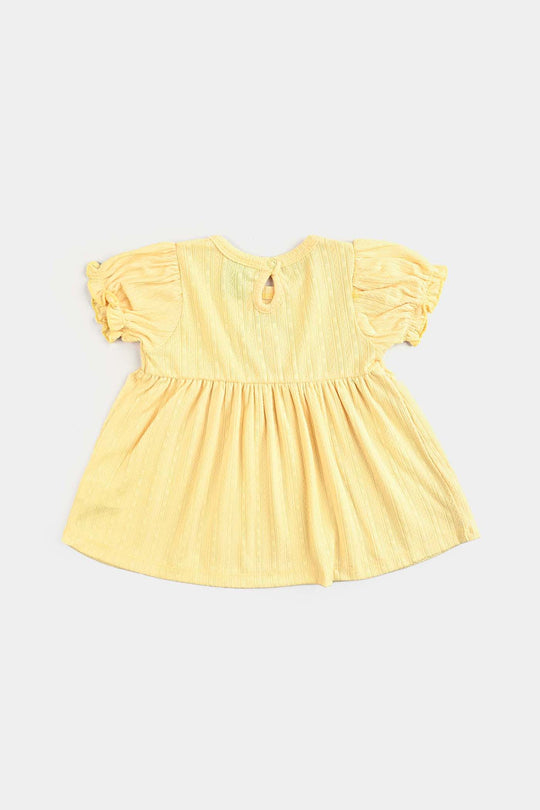 Infant Girls Jacquard Jersey Frock Hello Summer-Yellow