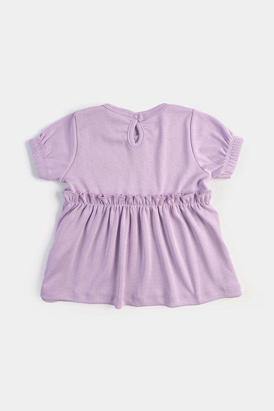 Infant Girls Jacquard Jersey Frock Hearts-Purple