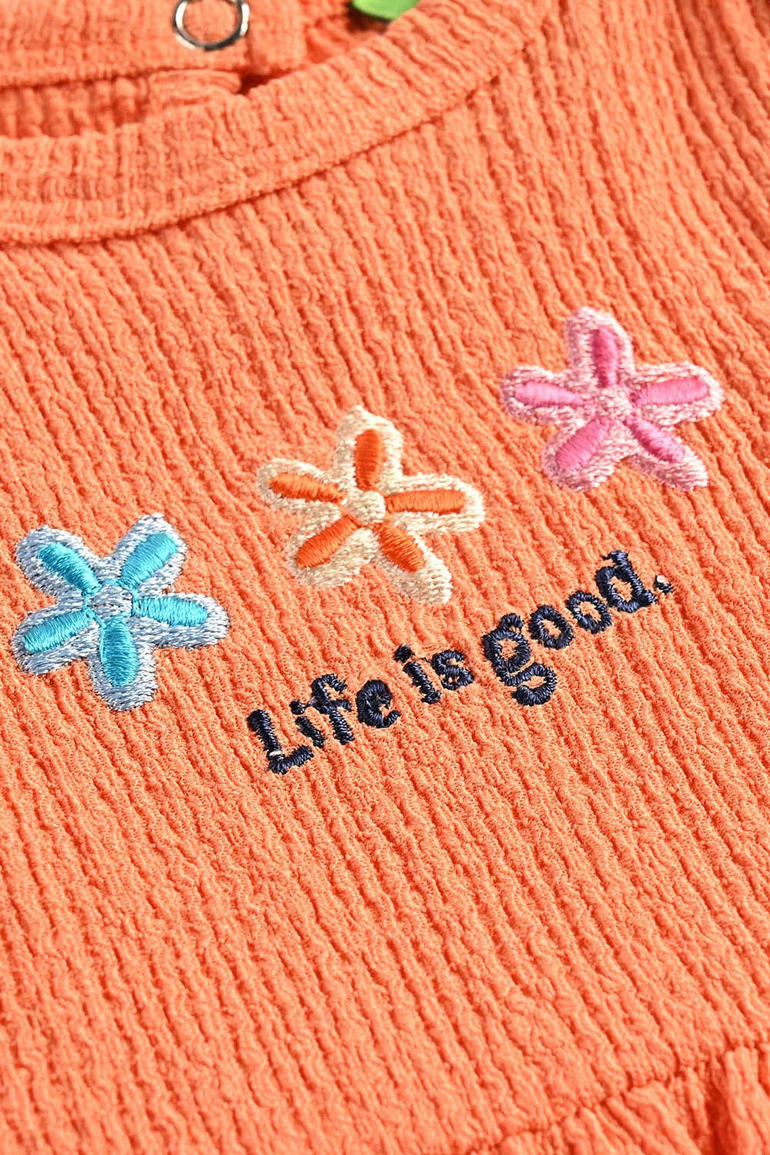 Infant Girls Jacquard Jersey Frock Floral-ORANGE