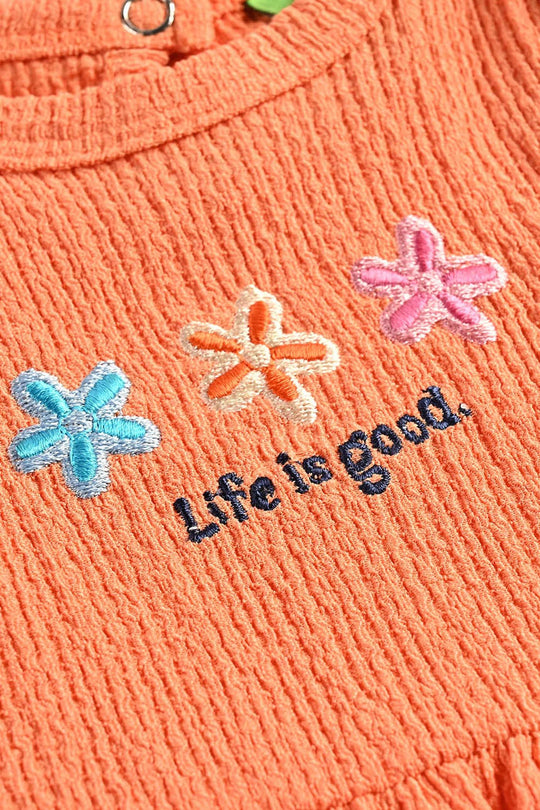 Infant Girls Jacquard Jersey Frock Floral-ORANGE