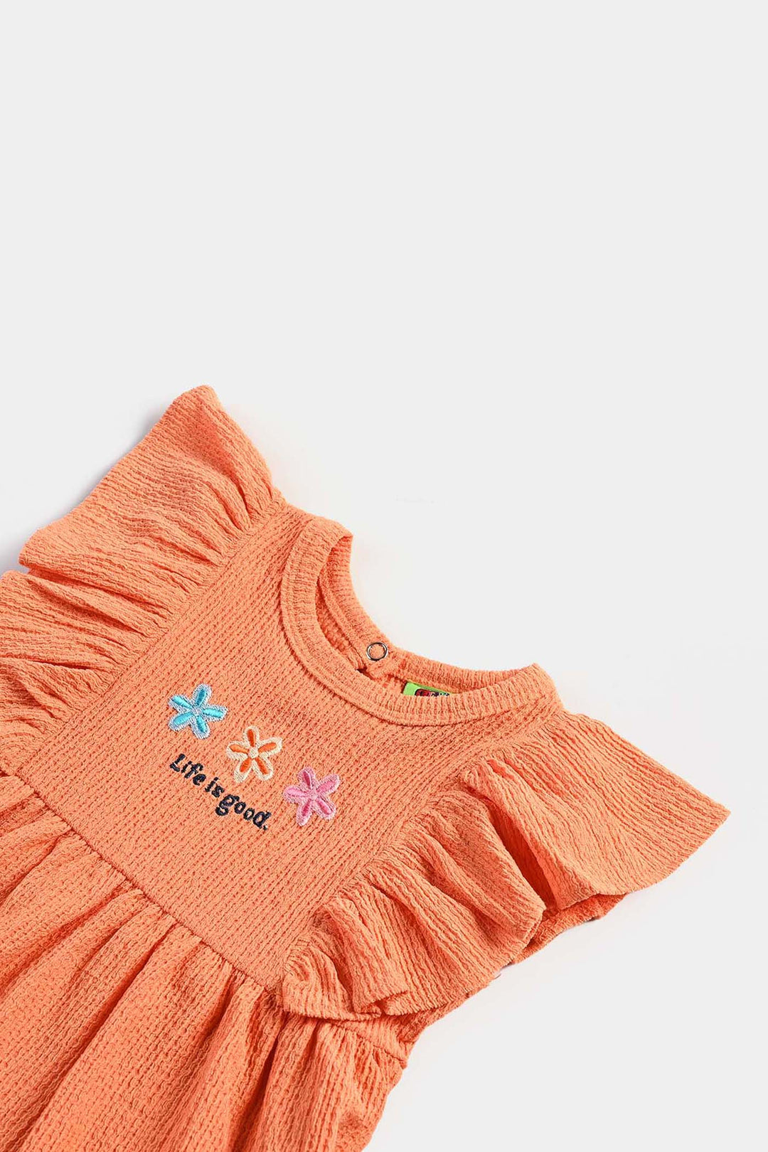 Infant Girls Jacquard Jersey Frock Floral-ORANGE