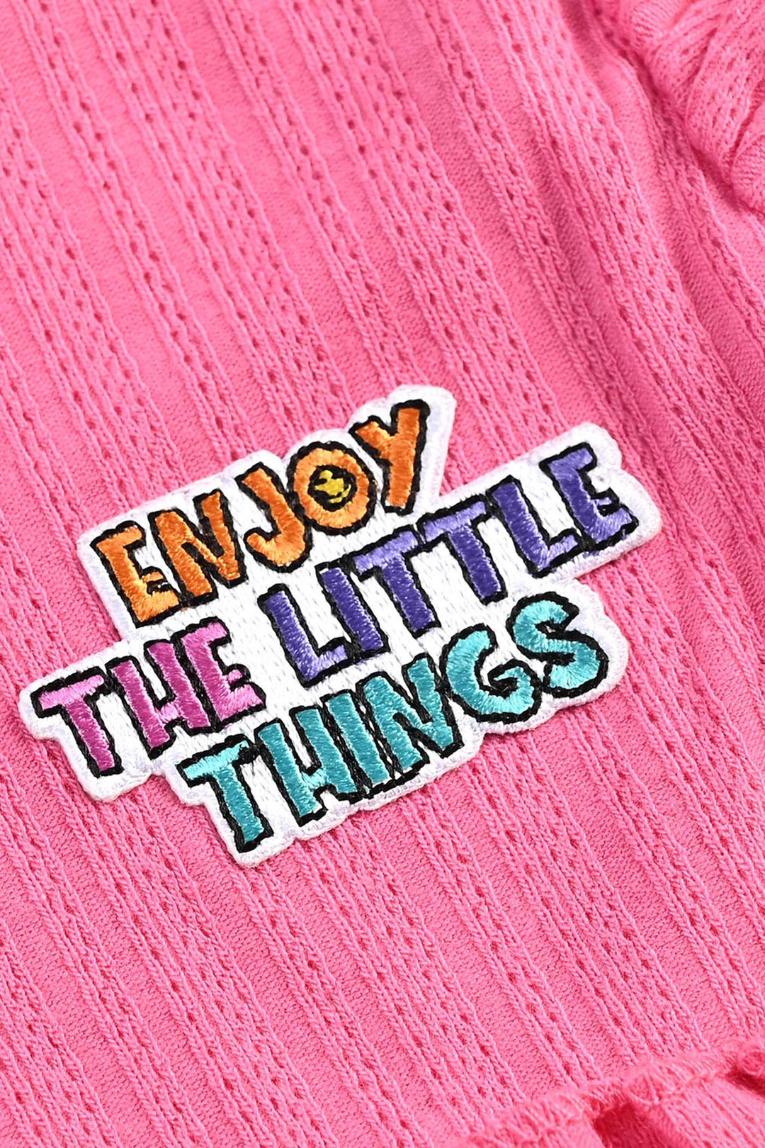 Infant Girls Jacquard Jersey Frock Enjoy The Little Thing-Pink