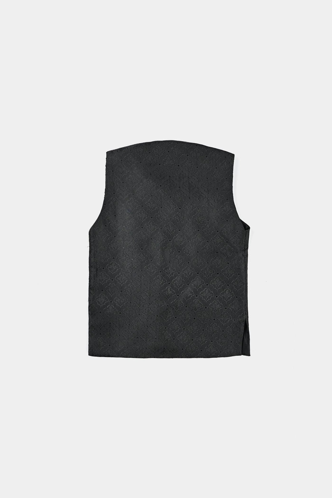 Infant Boys Poly Viscose Waistcoat (Self Textured)-BLACK