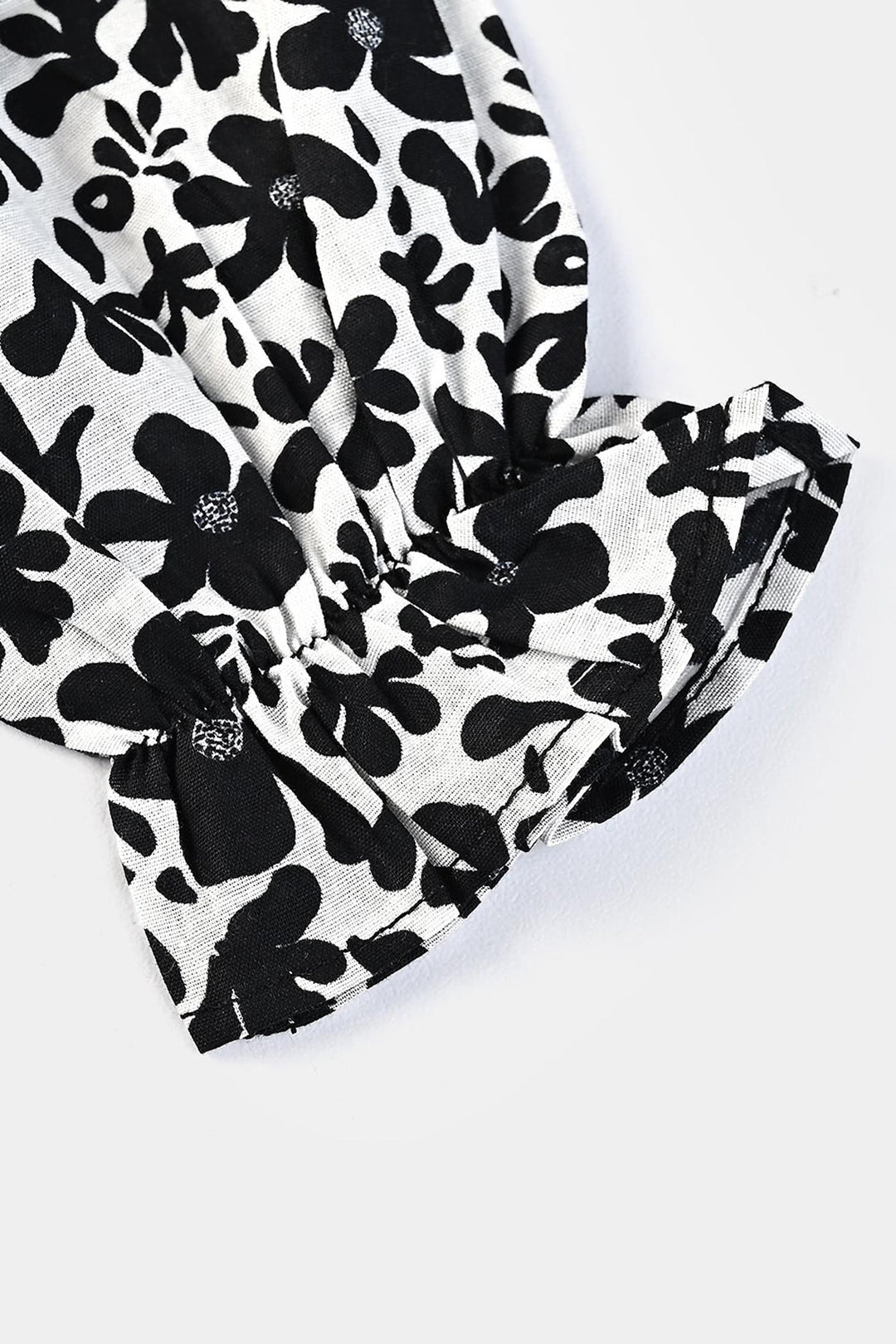 Infant Girls Cotton Poplin Casual Top Black &White Flowers