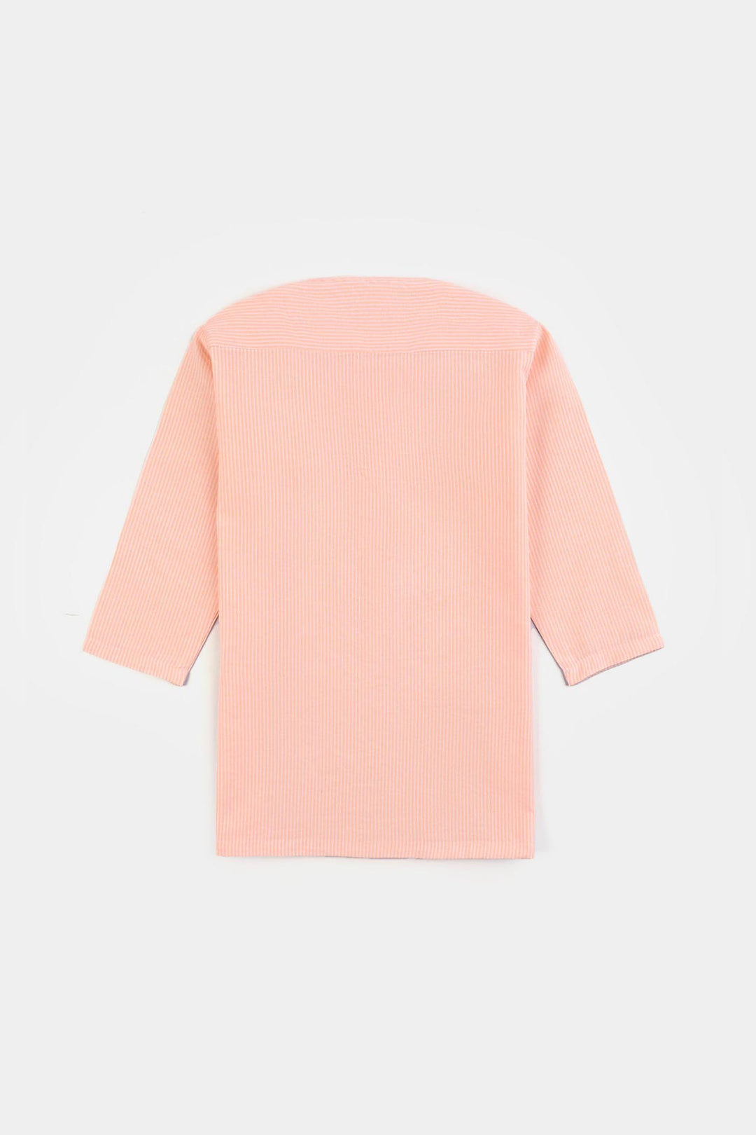 Infant Boys Yarn Dyed Basic Kurta (Ban Collar)-Lt.Orange