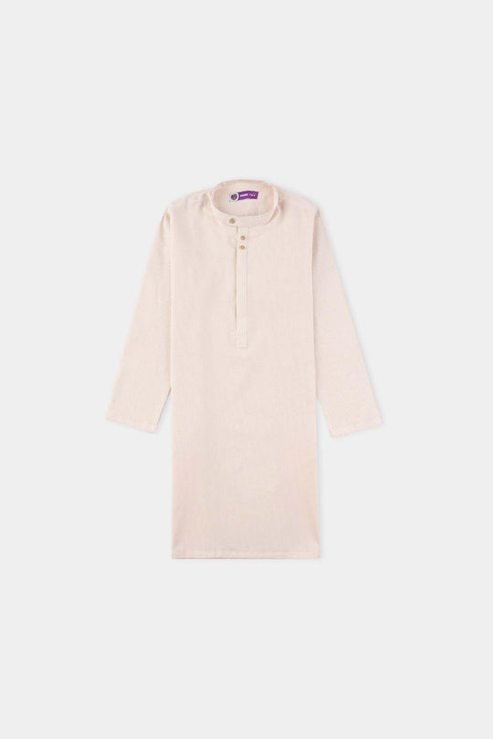 Boys Yarn Dyed Basic Kurta (Band Collar)-L.Yellow