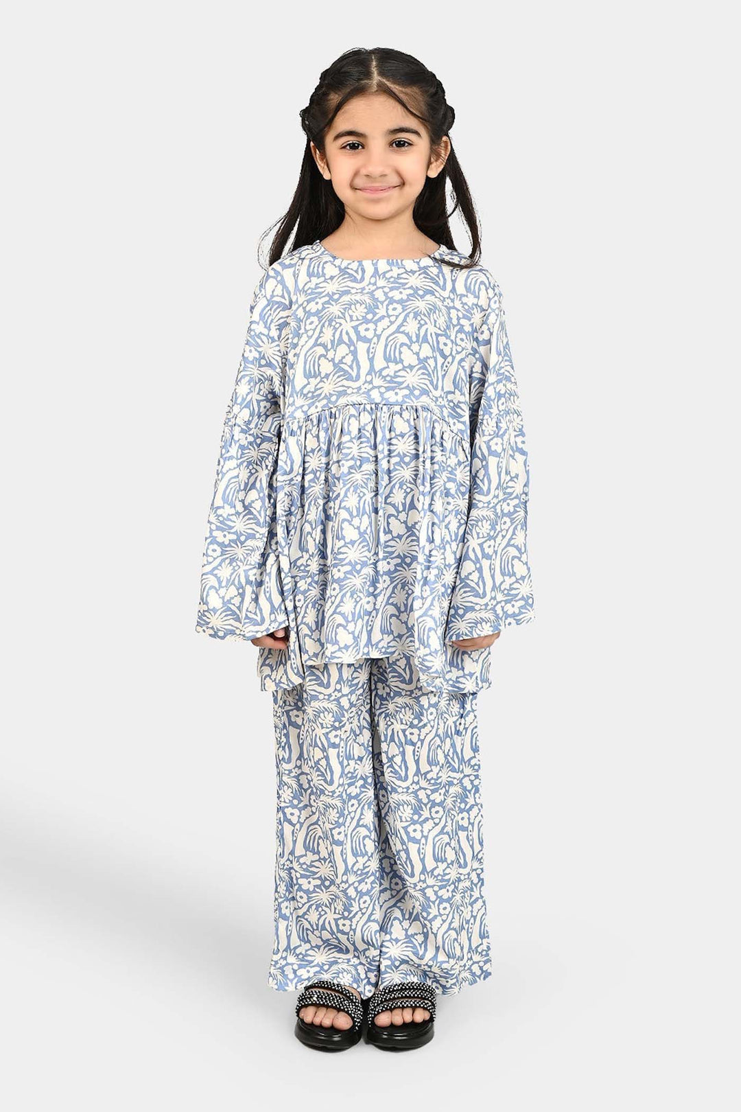 Girls Cotton Viscose Co-Ord Set Blue Bell
