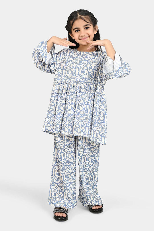 Girls Cotton Viscose Co-Ord Set Blue Bell