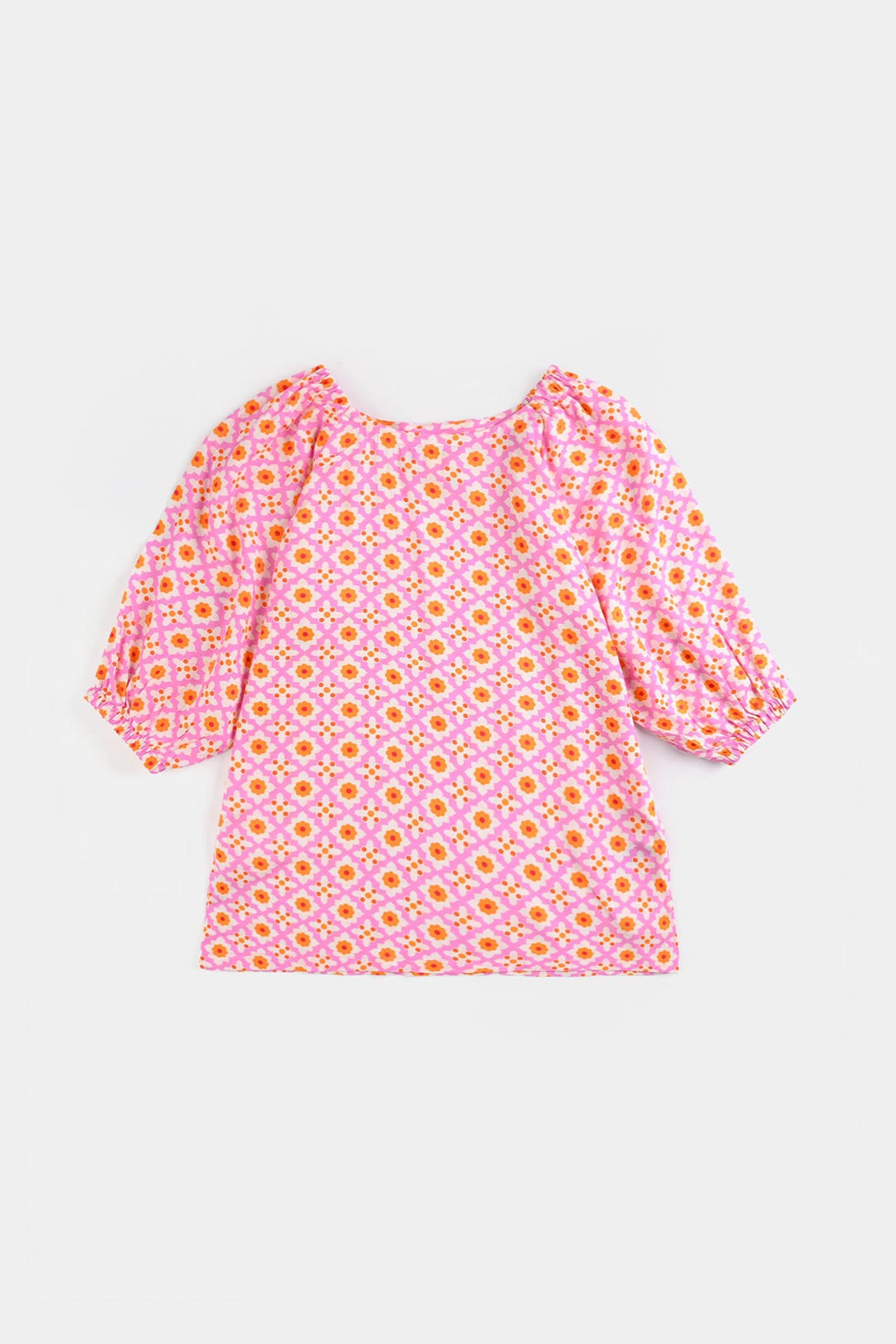Girls Cotton Viscose Co-Ord Set Mosaic-PINK