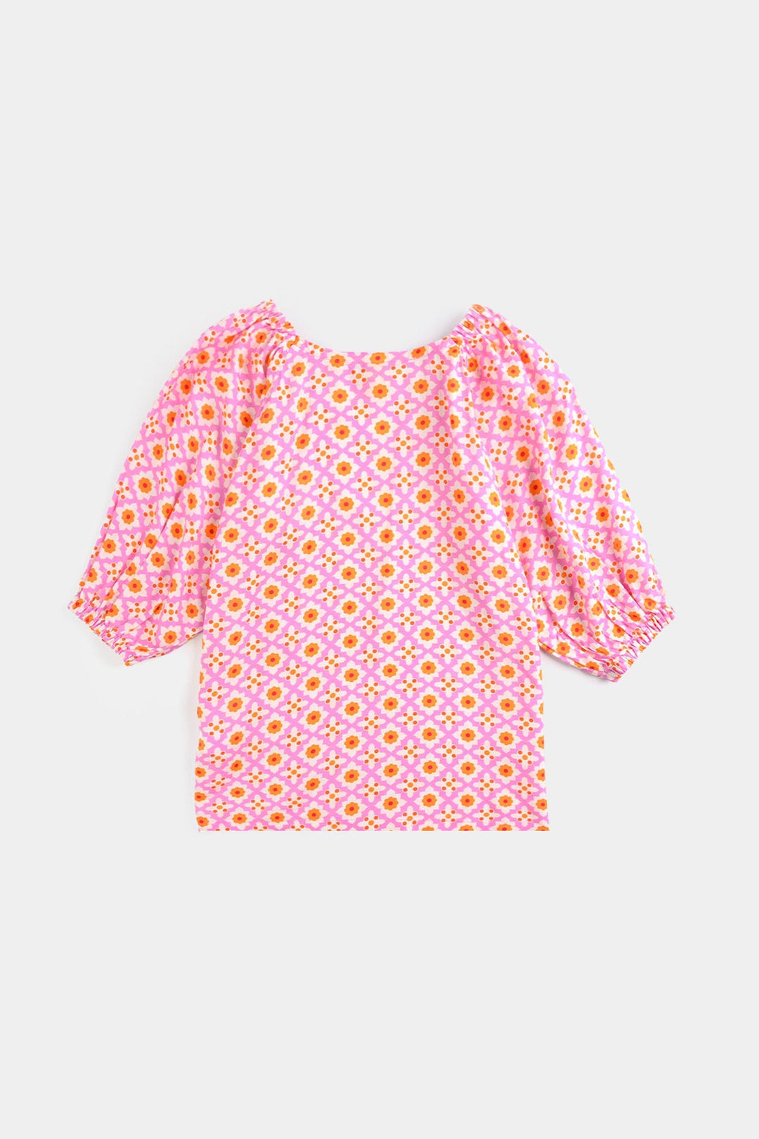 Girls Cotton Viscose Co-Ord Set Mosaic-PINK