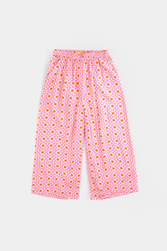 Girls Cotton Viscose Co-Ord Set Mosaic-PINK