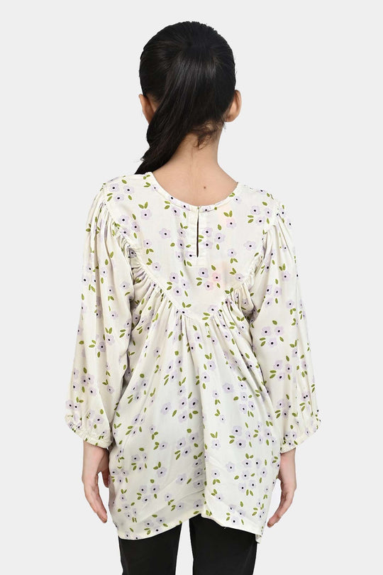 Girls Cotton Viscose Casual Top Lavender-White