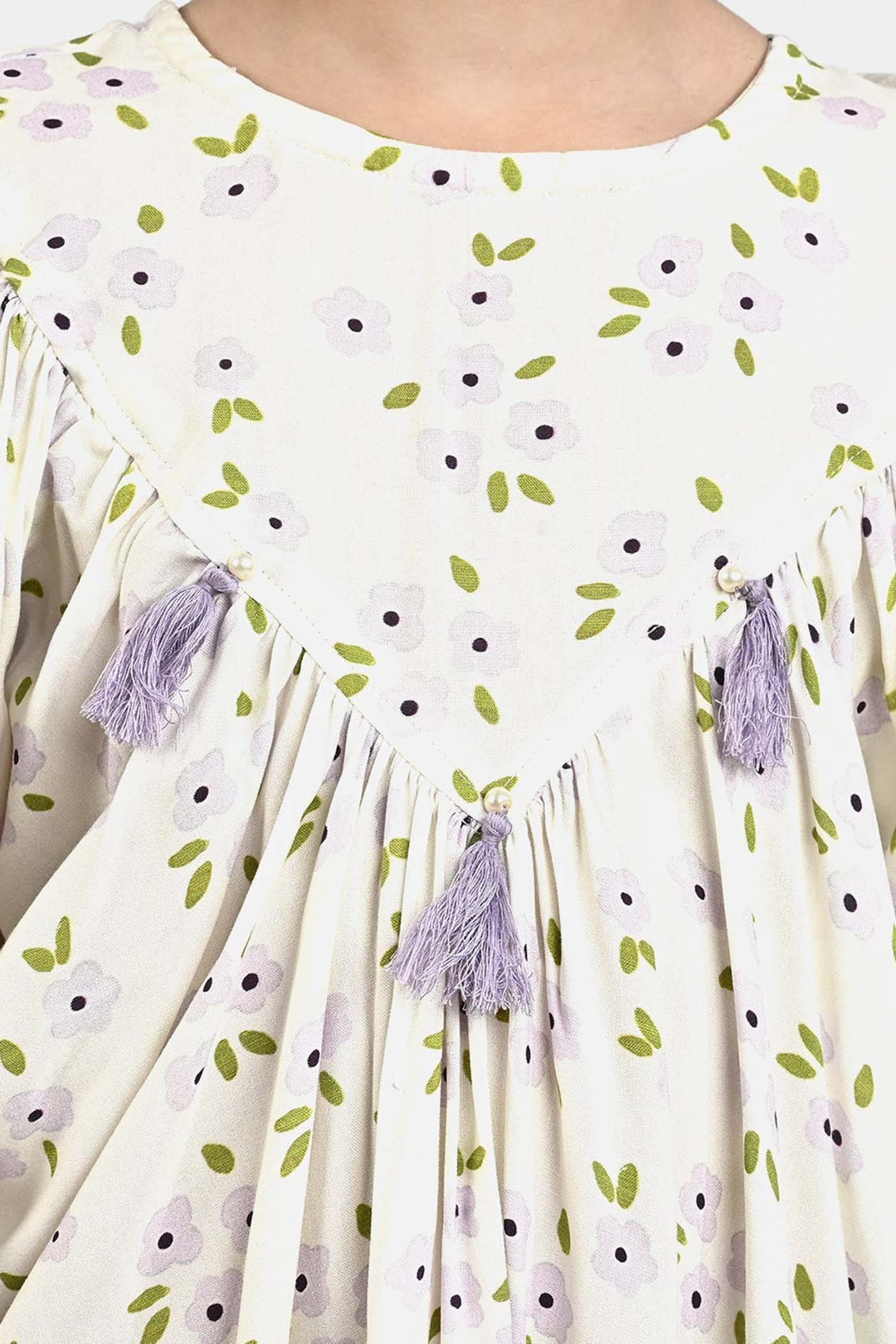 Girls Cotton Viscose Casual Top Lavender-White