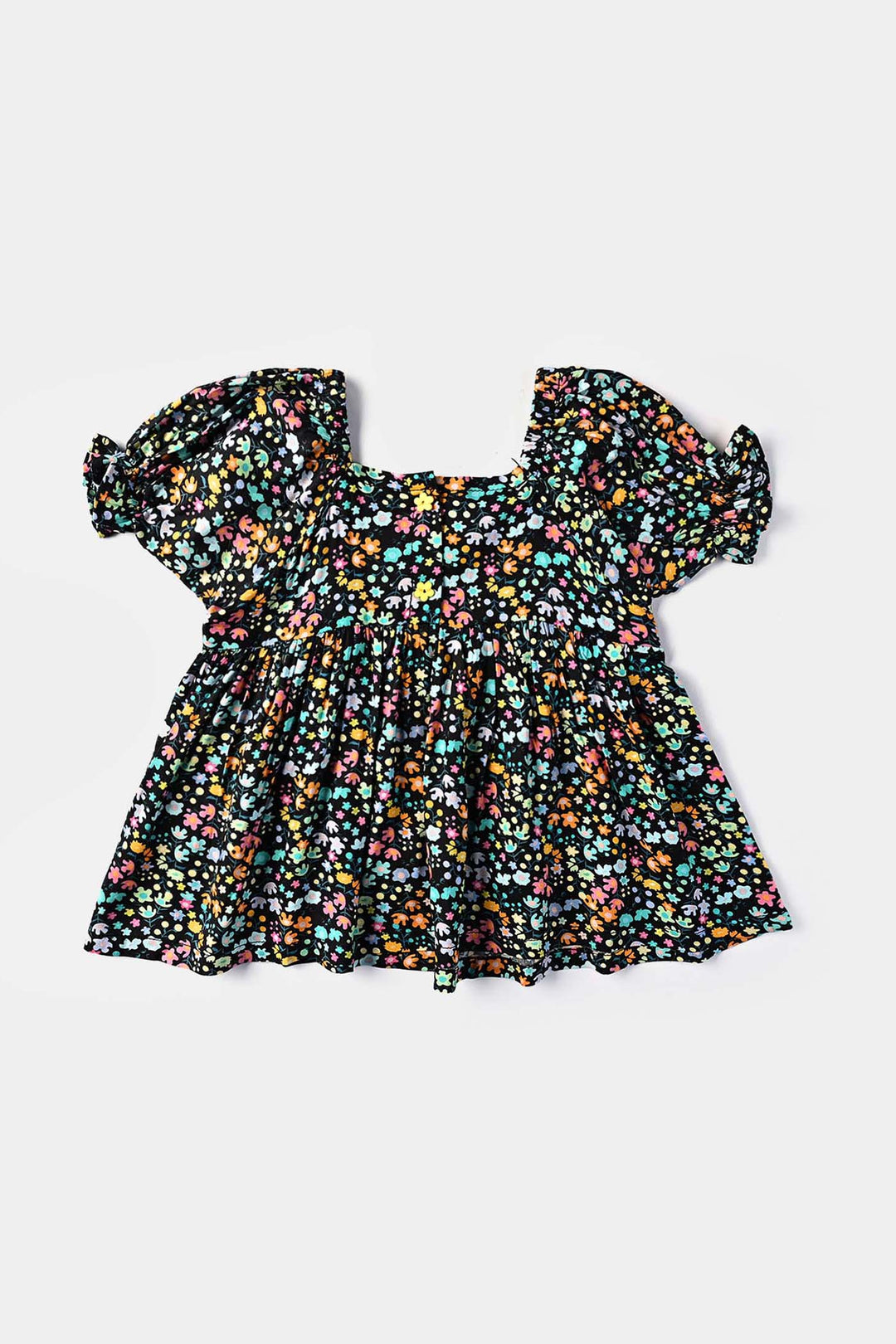 Infant Girls Cotton Viscose Casual Frock Dusky-Multi