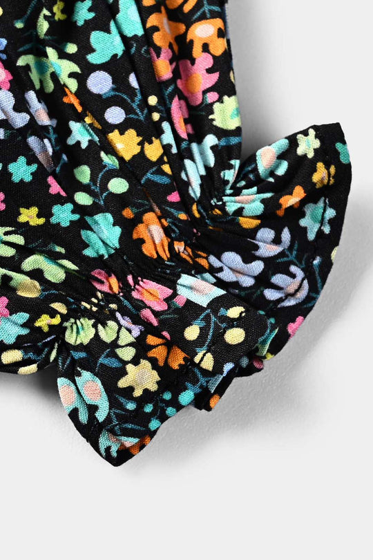 Infant Girls Cotton Viscose Casual Frock Dusky-Multi