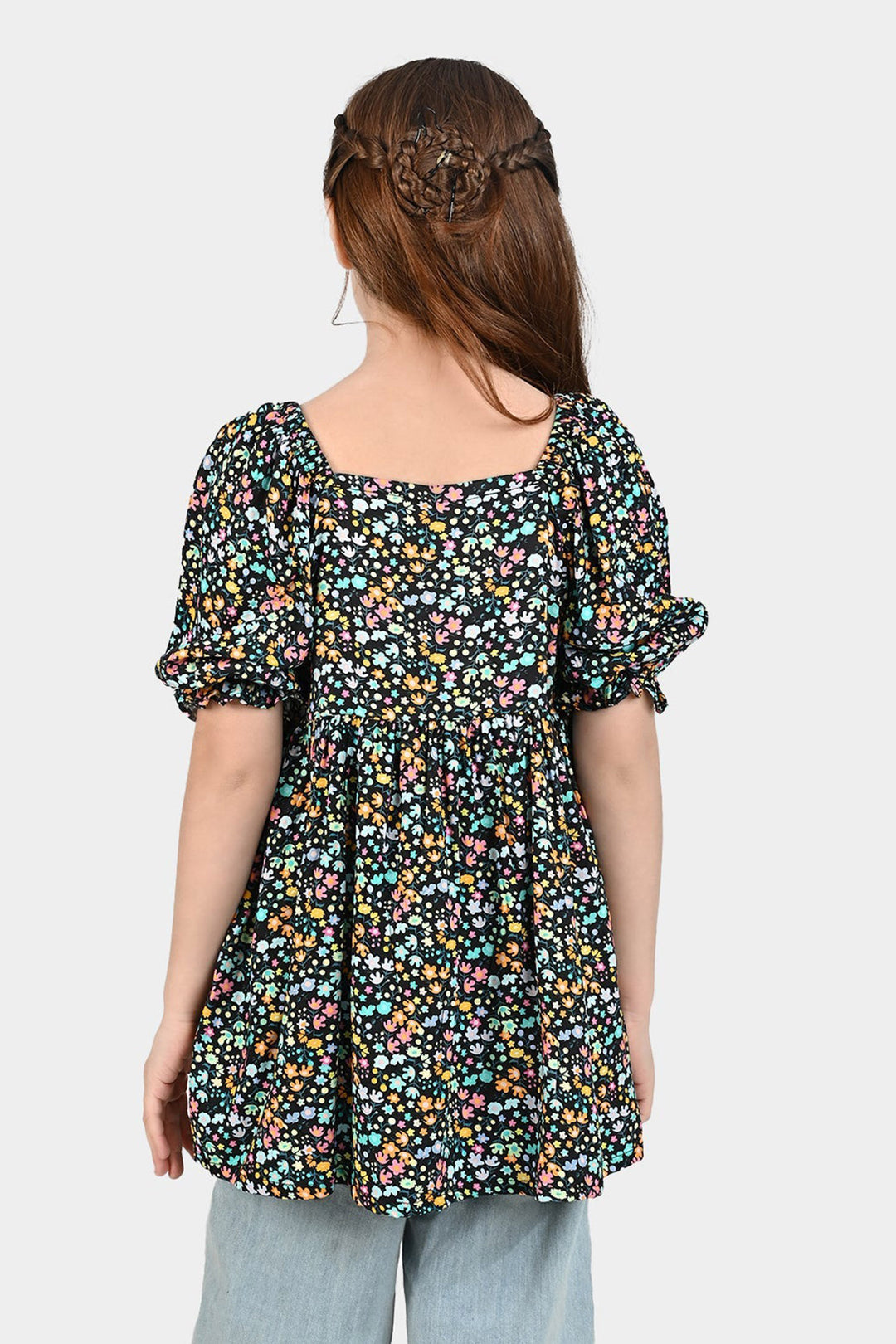 Girls Cotton Viscose Casual Frock Dusky-Multi