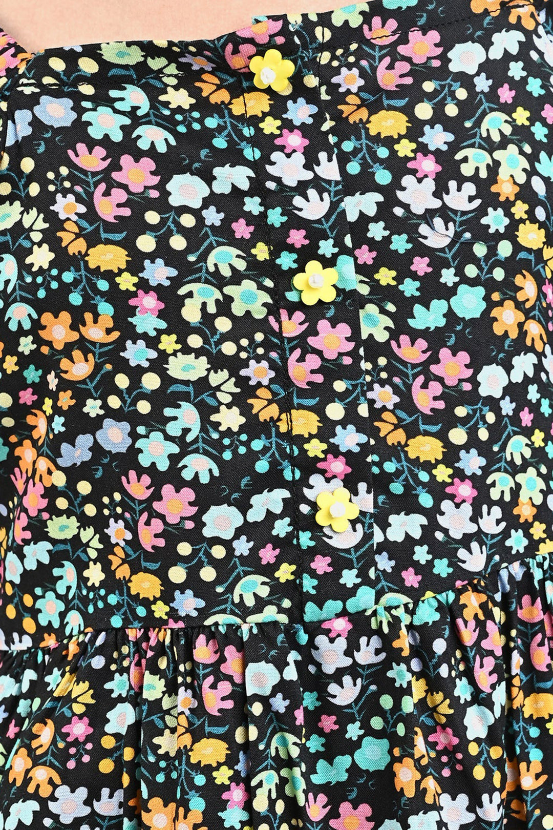 Girls Cotton Viscose Casual Frock Dusky-Multi