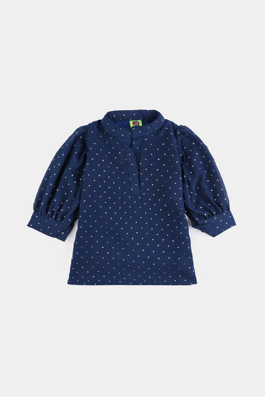 Infant Girls Chiffon Casual Top Star-NAVY
