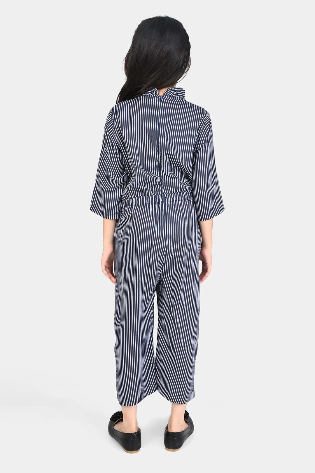 Girls Cotton Viscose Jumpsuit Blue Stripes